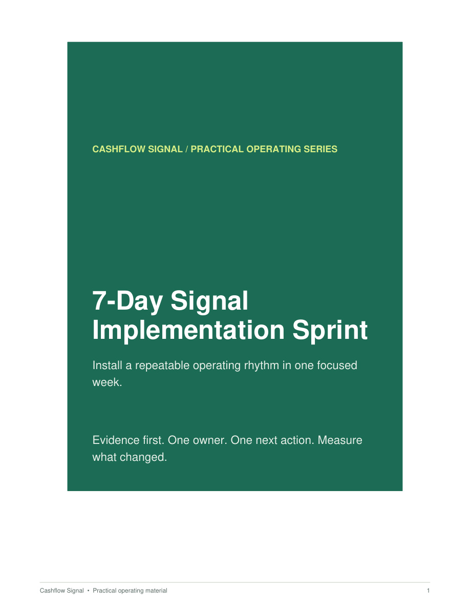 Preview of page one from the 7-Day Signal Implementation Sprint